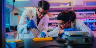 Man and woman working in a lab