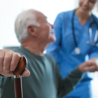 elderly gentleman with nurse