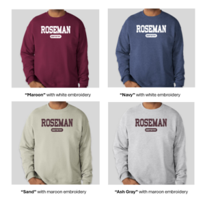 Crewnecks for sale in Tau Sigma Roseman Merch Fundraiser