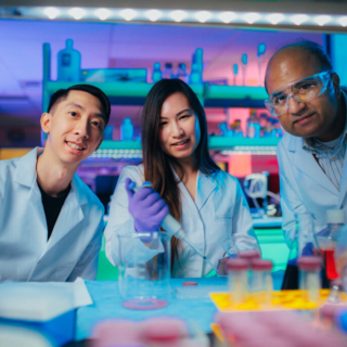 Pharmacists working in lab