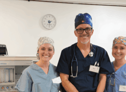 Roseman University's Dr. Brad Stelflug, CRNA, with DNPNA students Paige Holloway and Madeline Nauman